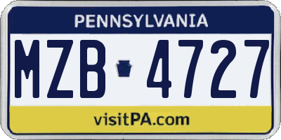 PA license plate MZB4727
