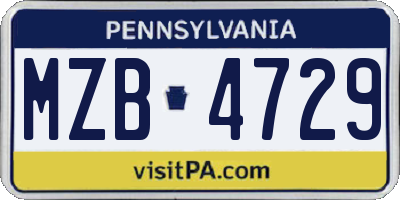 PA license plate MZB4729