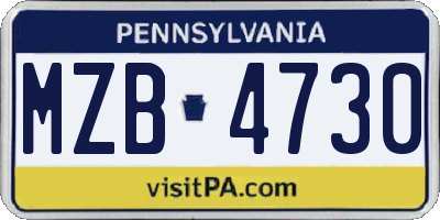 PA license plate MZB4730