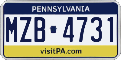 PA license plate MZB4731