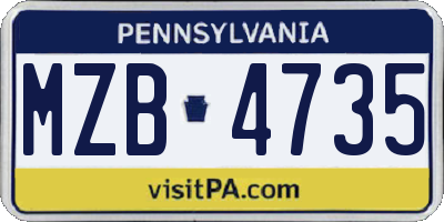 PA license plate MZB4735