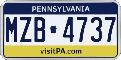 PA license plate MZB4737