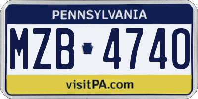 PA license plate MZB4740