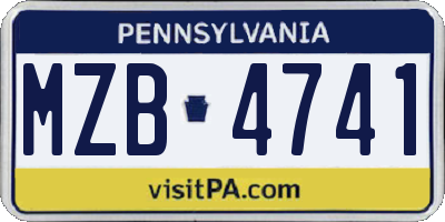 PA license plate MZB4741