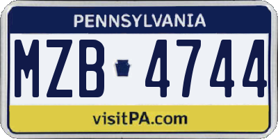 PA license plate MZB4744
