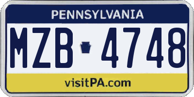 PA license plate MZB4748
