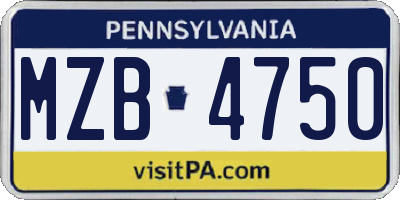 PA license plate MZB4750