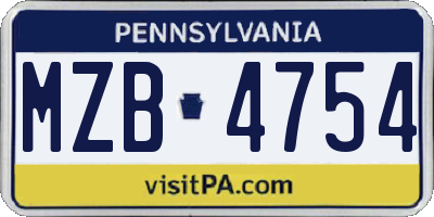 PA license plate MZB4754