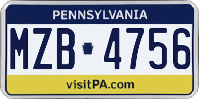PA license plate MZB4756