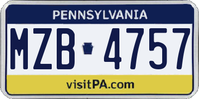 PA license plate MZB4757