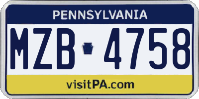 PA license plate MZB4758