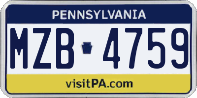 PA license plate MZB4759