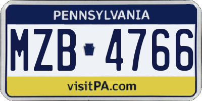 PA license plate MZB4766