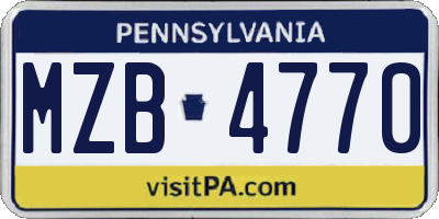 PA license plate MZB4770