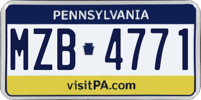 PA license plate MZB4771