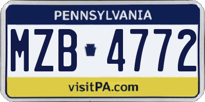 PA license plate MZB4772
