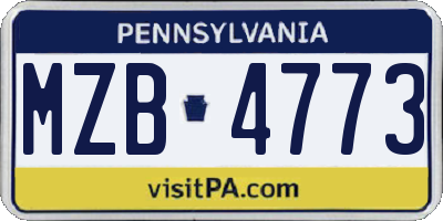 PA license plate MZB4773