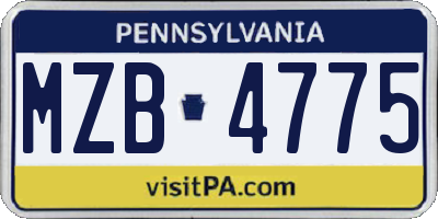 PA license plate MZB4775