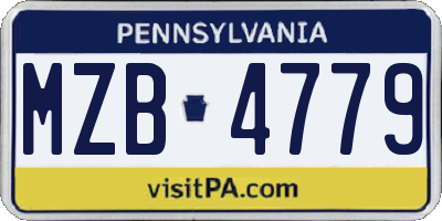 PA license plate MZB4779