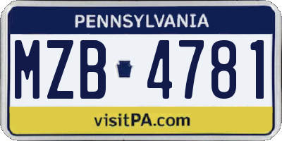PA license plate MZB4781