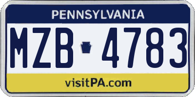 PA license plate MZB4783
