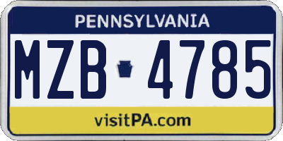 PA license plate MZB4785