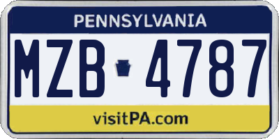 PA license plate MZB4787