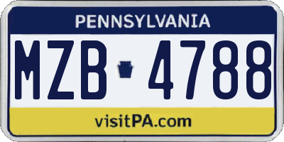 PA license plate MZB4788