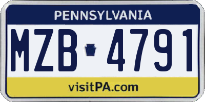 PA license plate MZB4791