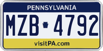 PA license plate MZB4792