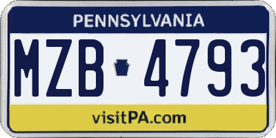 PA license plate MZB4793