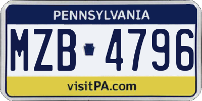 PA license plate MZB4796