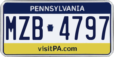 PA license plate MZB4797