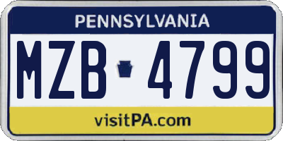 PA license plate MZB4799