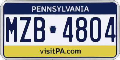 PA license plate MZB4804