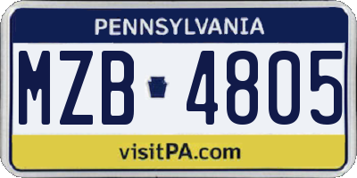 PA license plate MZB4805