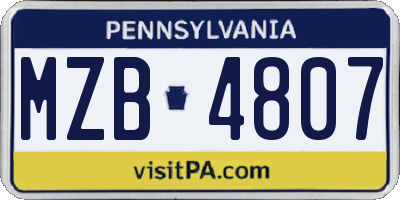 PA license plate MZB4807