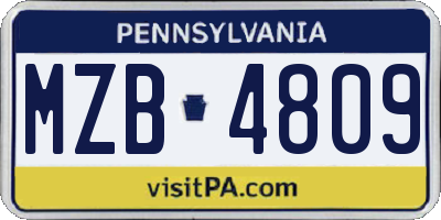 PA license plate MZB4809