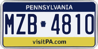 PA license plate MZB4810