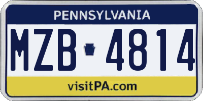 PA license plate MZB4814