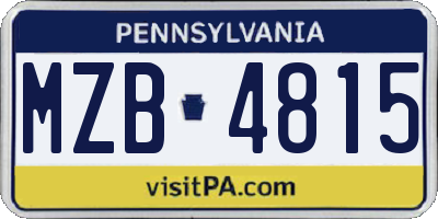 PA license plate MZB4815