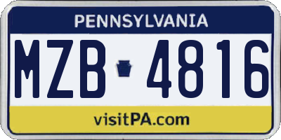 PA license plate MZB4816
