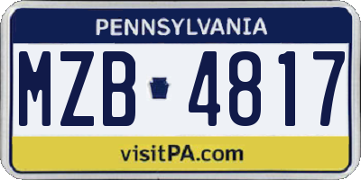 PA license plate MZB4817