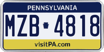PA license plate MZB4818