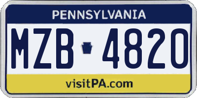 PA license plate MZB4820