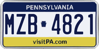 PA license plate MZB4821
