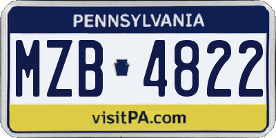 PA license plate MZB4822