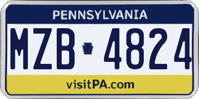 PA license plate MZB4824