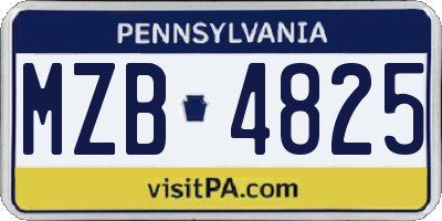 PA license plate MZB4825