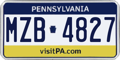PA license plate MZB4827